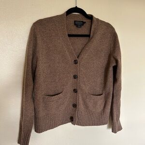 Pendleton Brown Taupe Knit 100% Merino Cardigan Sweater